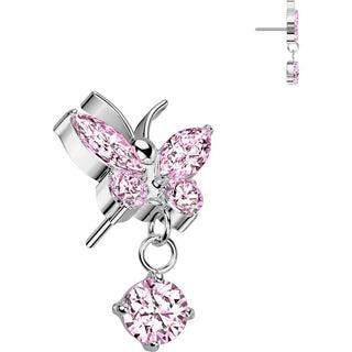 Titanium Top top butterfly zirconia dangle Push-In
