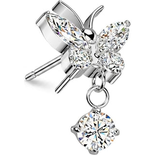 Titanium Top top butterfly zirconia dangle Push-In