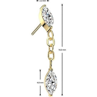 Titanium top zirconia marquise cut dangle Push-In