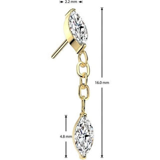 Titanium top zirconia marquise cut dangle Push-In