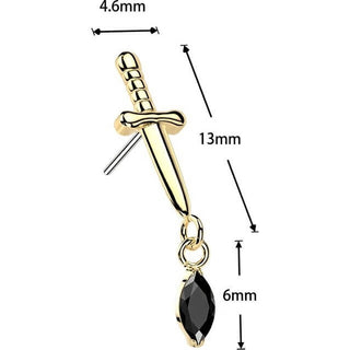 Titanium top dagger dangle zirconia Push-In