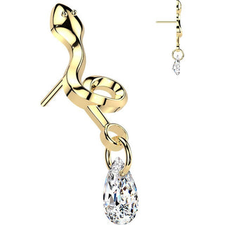 Titanium top snake zirconia dangle Push-In