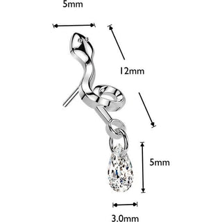 Titanium top snake zirconia dangle Push-In