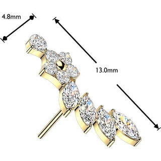 Titanium Top top flower and marquise cubic zirconia curve Push-In