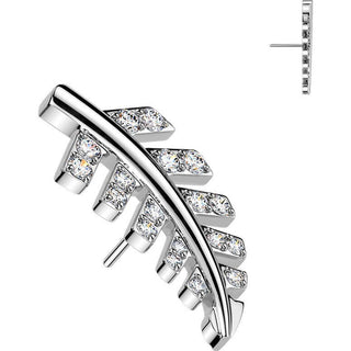 Titanium top pave zirconia fern leaf Push-In