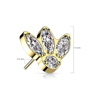 Titanium Top top 4 zirconias marquise cut Push-In