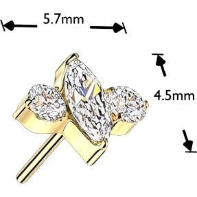 Titanium Top top marquise and round zirconia Push-In