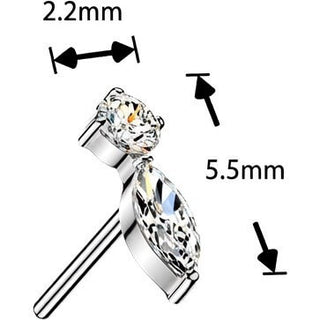 Titanium Top top marquise and round zirconia Push-In