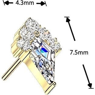 Titanium top kite and round zirconia cluster Push-In