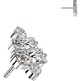 Titanium top 2 baguette and 2 round zirconia cluster Push-In