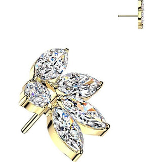 Titanium top 4 marquise zirconia fan with round zirconia Push-In