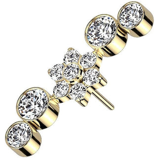 Titanium Top Top Flower Zirconia Opal Push-In