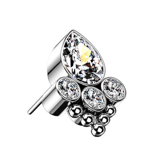 Titanium Top top drop 4 zirconias beaded balls Push-In