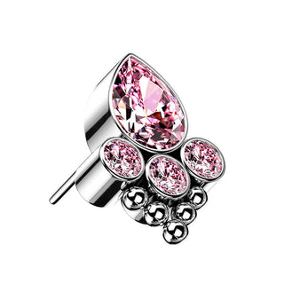 Titanium Top top drop 4 zirconias beaded balls Push-In