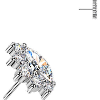 Titanium Top top marquise and round zirconia cluster Push-In