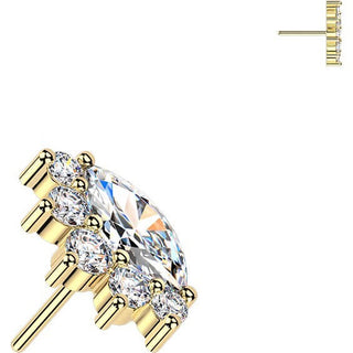 Titanium Top top marquise and round zirconia cluster Push-In