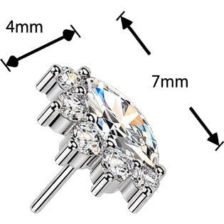 Titanium Top top marquise and round zirconia cluster Push-In