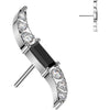 Titanium Top top wave with baguette zirconia center and round set zirconia Push-In