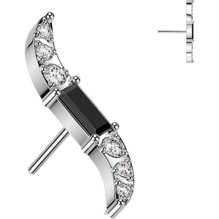 Titanium Top top wave with baguette zirconia center and round set zirconia Push-In