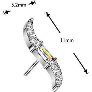 Titanium Top top wave with baguette zirconia center and round set zirconia Push-In