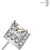 Titanium Top top square and pave round zirconia cluster Push-In
