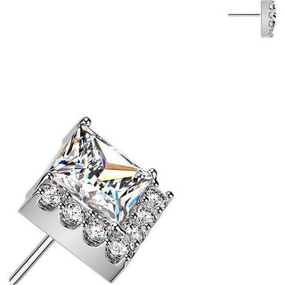 Titanium Top top square and pave round zirconia cluster Push-In