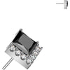 Titanium Top top square and pave round zirconia cluster Push-In