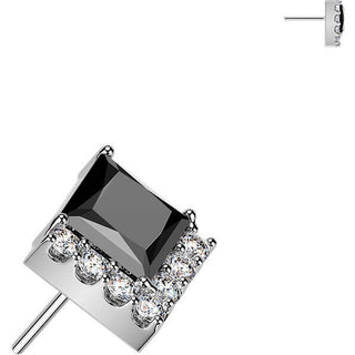 Titanium Top top square and pave round zirconia cluster Push-In