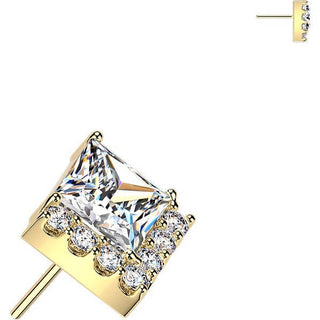 Titanium Top top square and pave round zirconia cluster Push-In