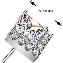 Titanium Top top square and pave round zirconia cluster Push-In