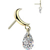 Titanium top crescent moon with teardrop zirconia dangle Push-In