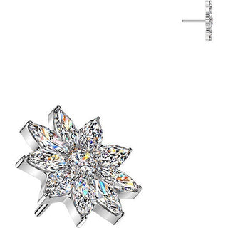 Titanium Top top flower with zirconia petals Push-In