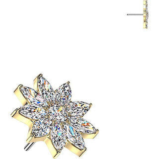 Titanium Top top flower with zirconia petals Push-In
