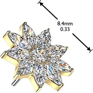 Titanium Top top flower with zirconia petals Push-In