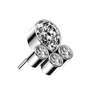 Titanium Top Drop 4 Zirconia Silver Push-In