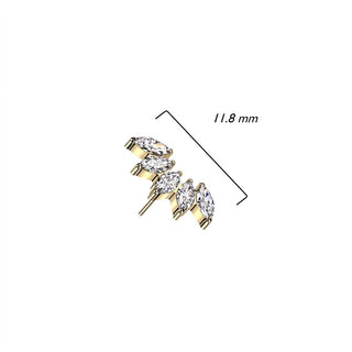Titanium Top Top Marquise Cut 5 Zirconias Push-In