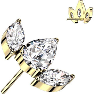 Titanium Top Top Marquise Cut 3 Zirconia Push-In