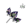 Titanium Top Top Marquise Cut 3 Zirconia Push-In