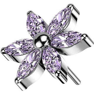 Top Top Flower 6 Marquise Cut Zirconia Push-In