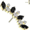 Titanium top marquise and round cubic zirconia curved fan Push-In
