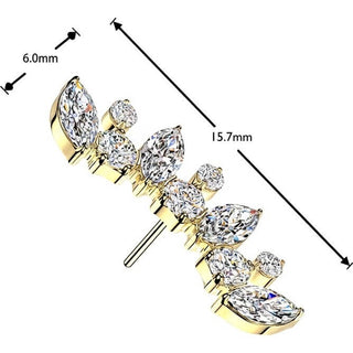 Titanium top marquise and round cubic zirconia curved fan Push-In