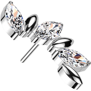 Titanium Top Top Marquise Cut Zirconia Push-In