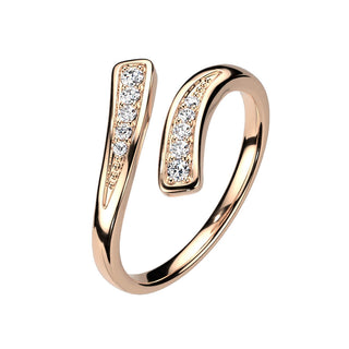 Finger Ring Double Line Adjustable Zirconia