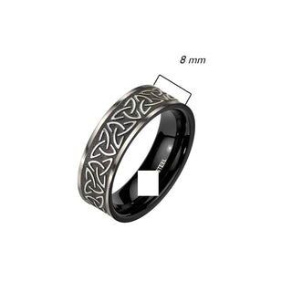 Finger Ring 316L Ring Tribal Celtic Trinity Knot Black