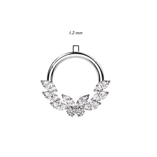 Ring Butterfly Leaf Zirconia Clicker
