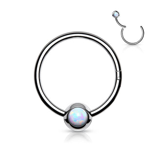 Anello Piercing Sfera in opale Clicker