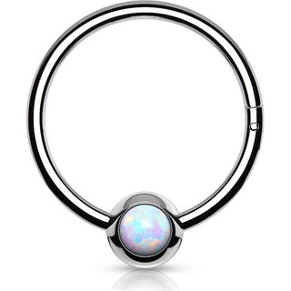 Anello Piercing Sfera in opale Clicker