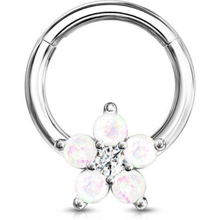 Anello Piercing Fiore di opali Clicker