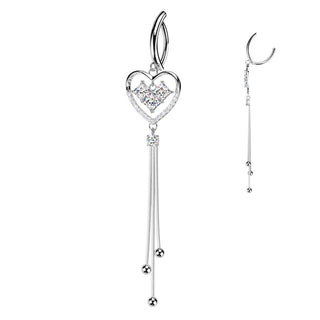 Piercing Ombelico cuore penzolare zircone Clicker