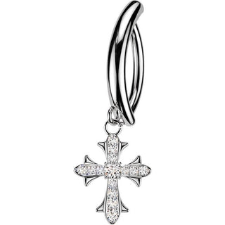 Belly Button Piercing Zirconia Cross Dangle Clicker